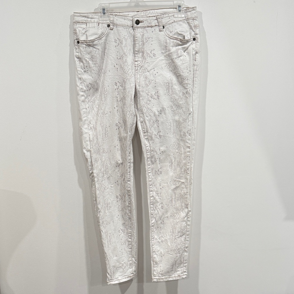 ESQUALO Cream Snake Patterned Jeans